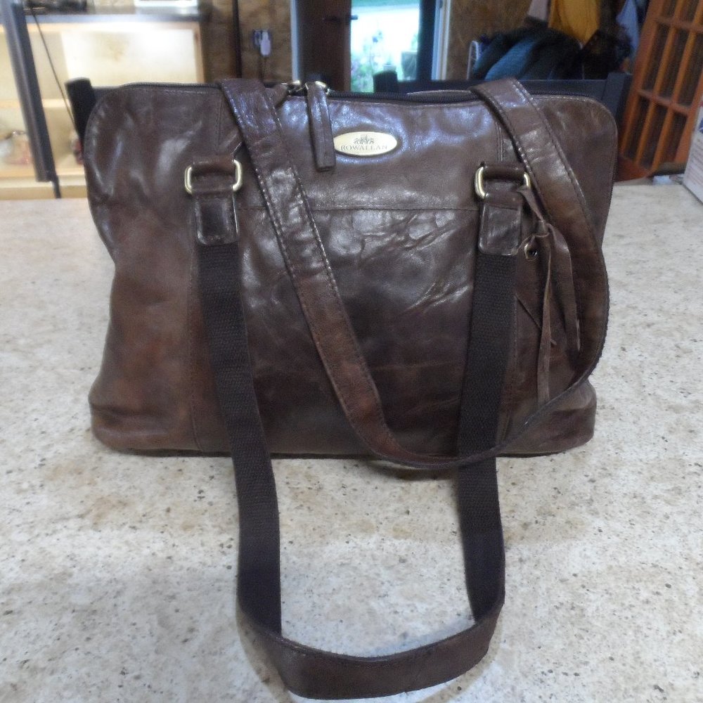 Brown Leather Rowallan Expandable Tote Bag